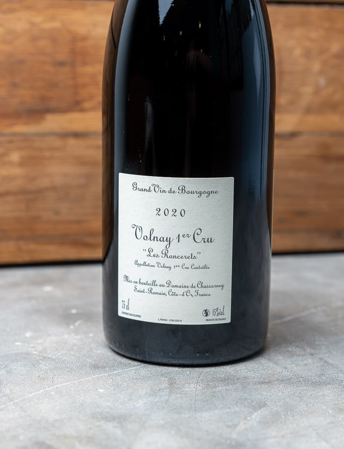 Domaine de Chassorney Volnay 1er Cru Les Roncerets vin naturel Rouge 2020 3