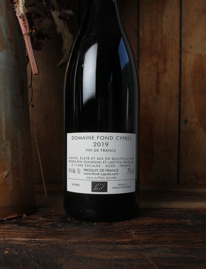 Le Carignan de la Source vin nature rouge 2019 Fond Cypres 2