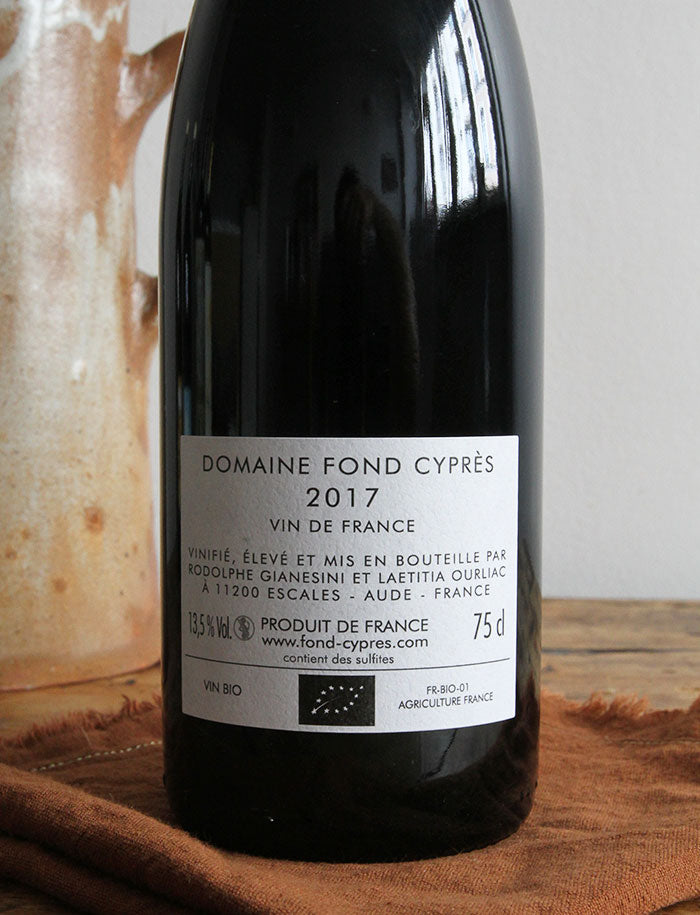 Le Carignan de la source vin naturel rouge 2017 fond cypres 2