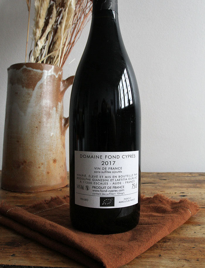 Les Corbieres vin naturel rouge 2017 fond cypres 2