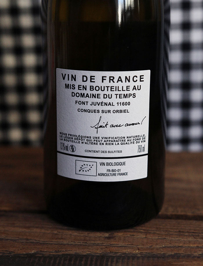Sans ordonnance vin naturel blanc 2019 les vignes du domaine du temps 3