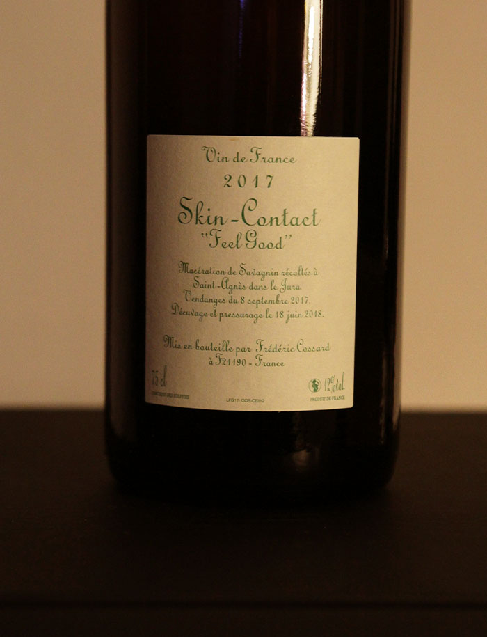 Skin Contact Feel Good Savagnin vin naturel blanc 2017 Domaine de Chassorney Frederic Cossard 3