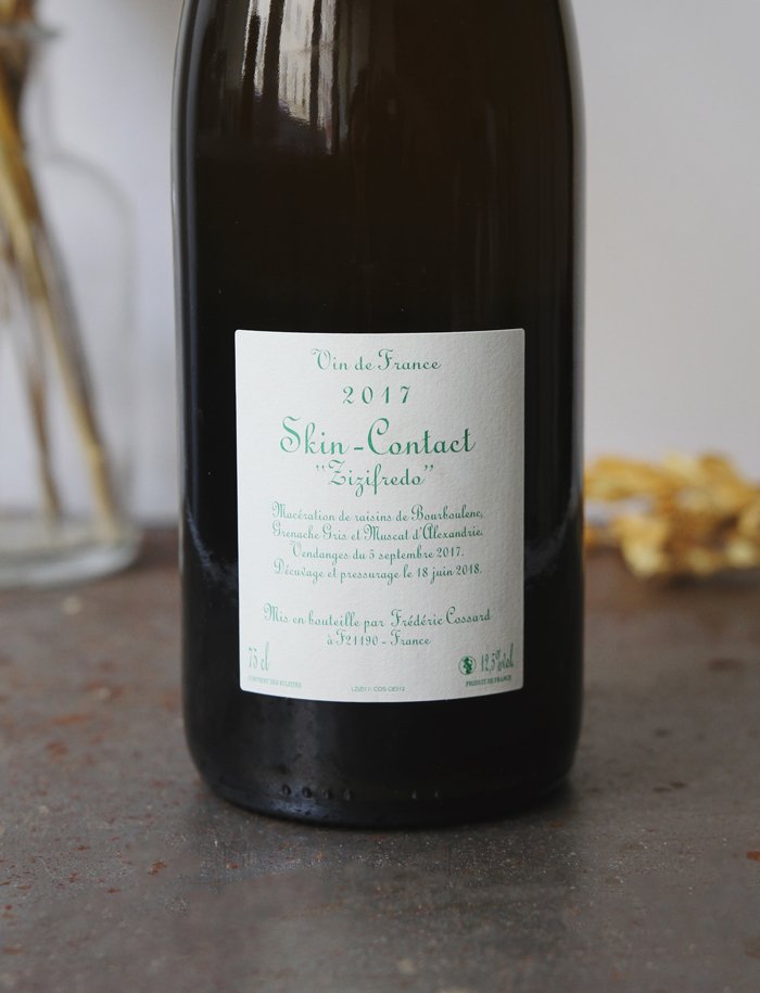 Skin Contact Zizifredo vin naturel blanc 2017 Domaine de Chassorney Frederic Cossard 2